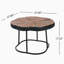 Table basse irrégulière, plateau MGO avec base en bois et métal, style industriel