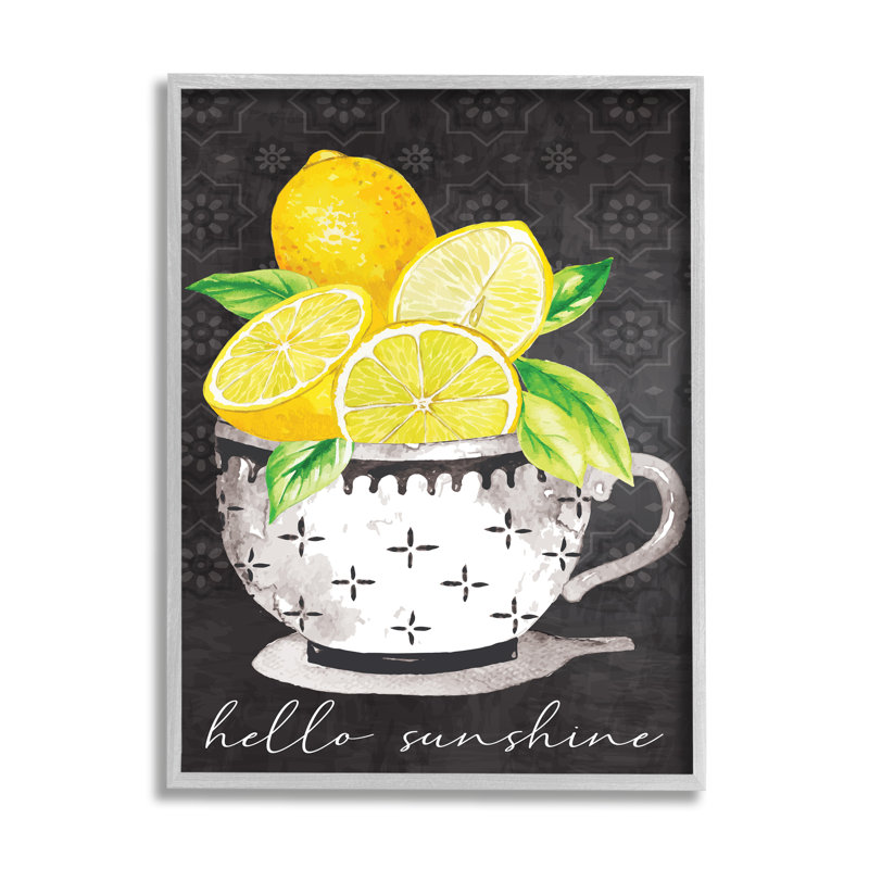 «Hello Sunshine Lemons in Teacup» à motif de giclée encadrée par ND Art, H 30 po x l 24 po x P 1,5 po