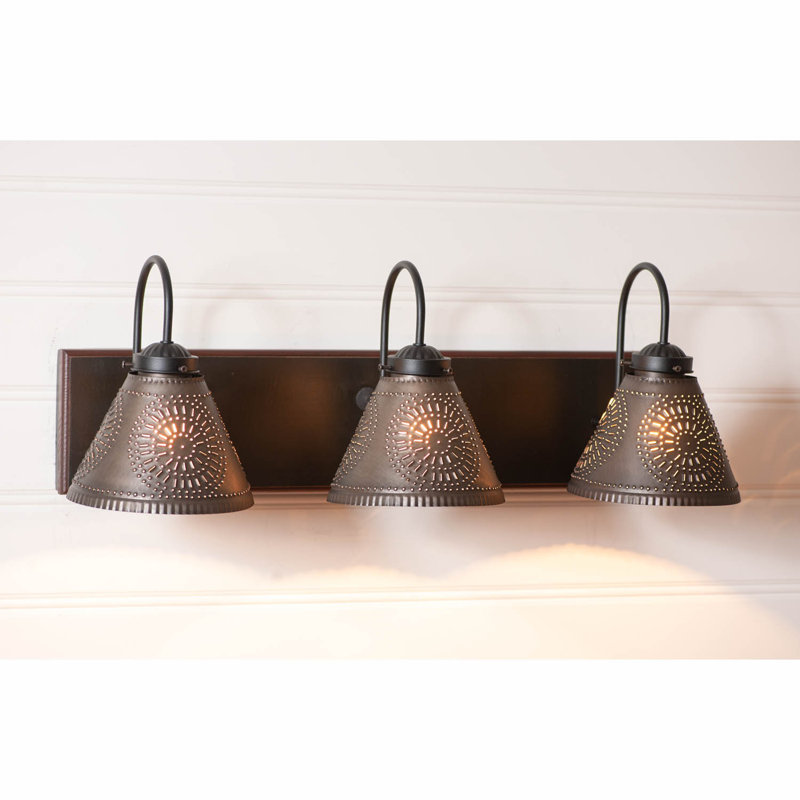 3 - Light Dimmable Vanity Light, Rustic Black
