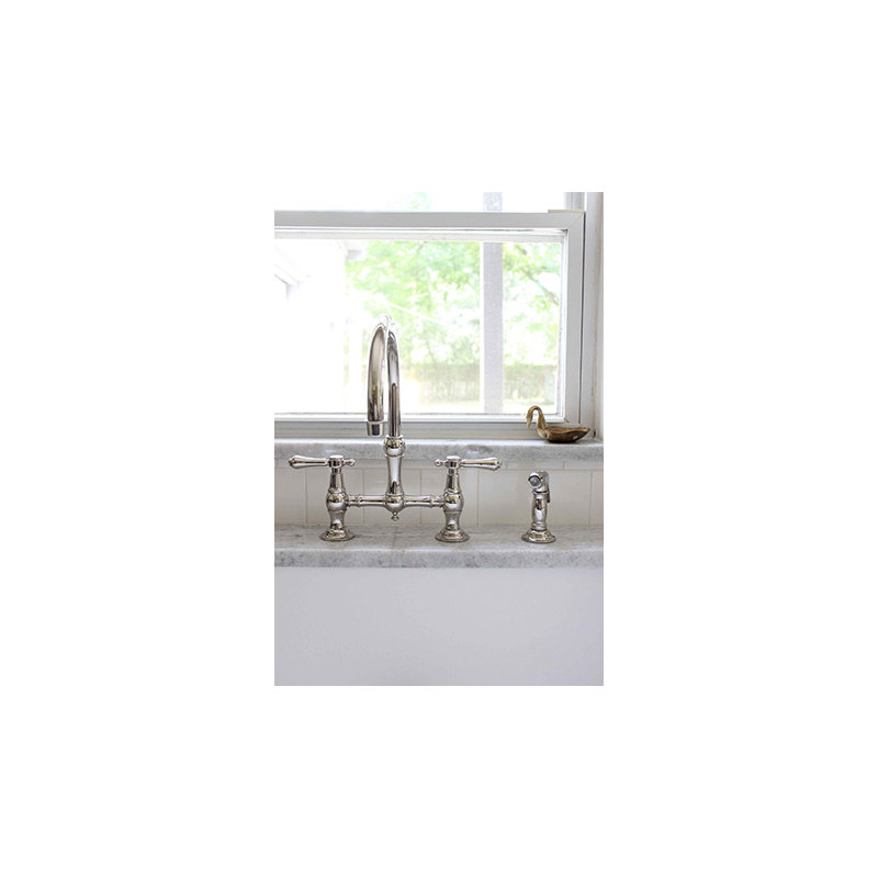 Chesterfield Kitchen Bridge Faucet with Side Spray, Polished Chrome