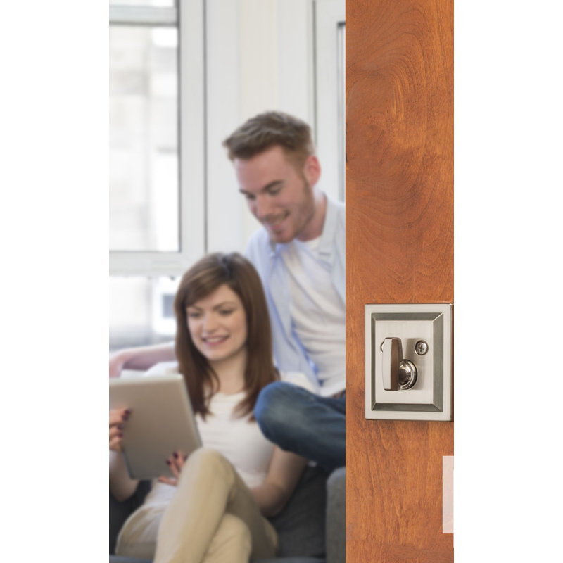 Satin Nickel Rectangular Single Cylinder Deadbolt with SmartKey
