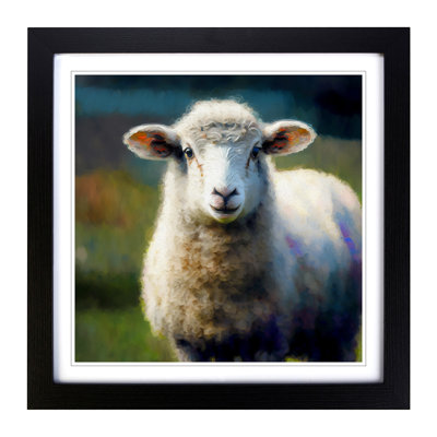 Sheep Post-Impressionism - Single Picture Frame Print on Wood