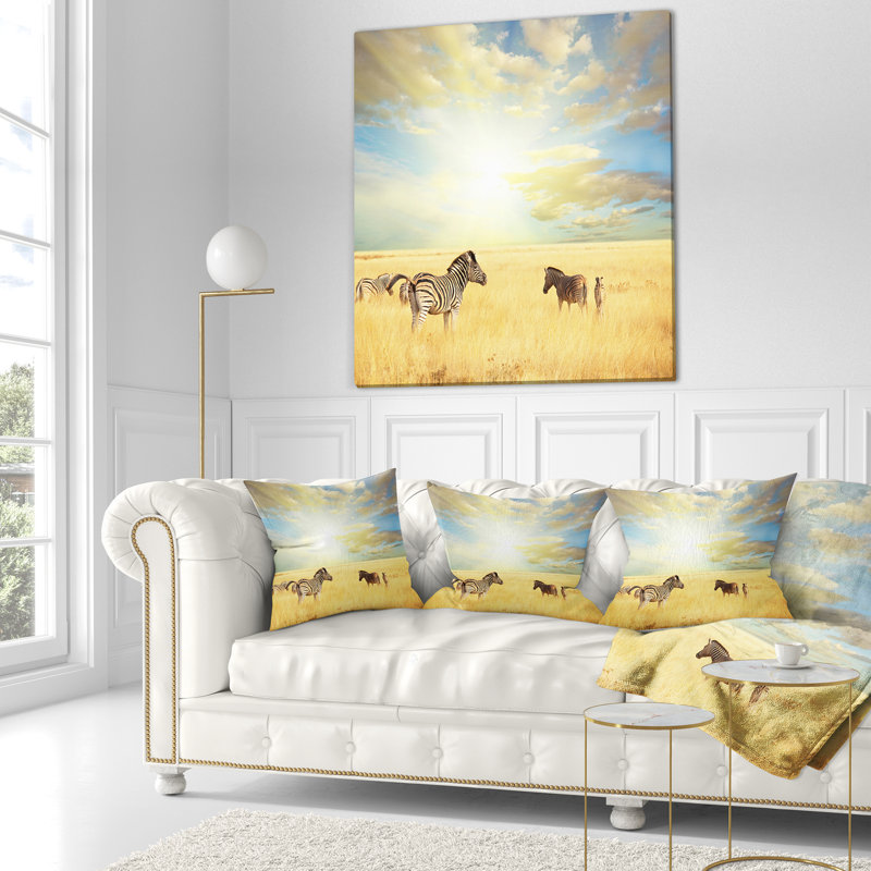 Coussin de soleil imprimé au-dessus des pelouses avec coussin zèbres, 16 po x 1 po, Coussin décoratif