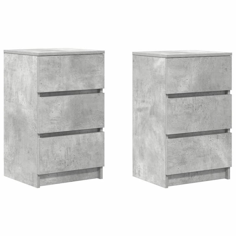 Bedside Cabinets With 3 Drawers 2 Pcs 39X35x65 Cm, Concrete Grey