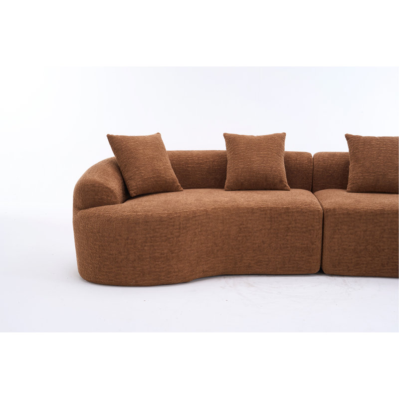 Canapé-lit modulaire incurvé à compression orange, canapé-lit en chenille haute densité 30D pour appartement, salon, L 110 po