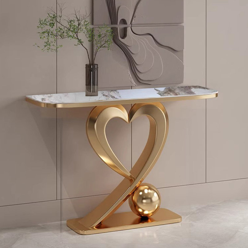 Console en pierre frittée de style italien, Noir / blanc, H 33,4 po x l 62,9 po x P 15,7 po