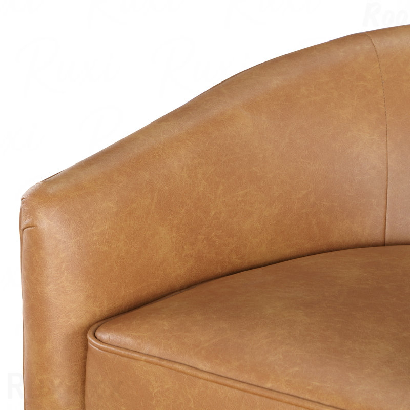 Selle revêtue de cuir artificiel avec base en bois cylindrique pivotante parfaite pour les chaises longues modernes, Brun