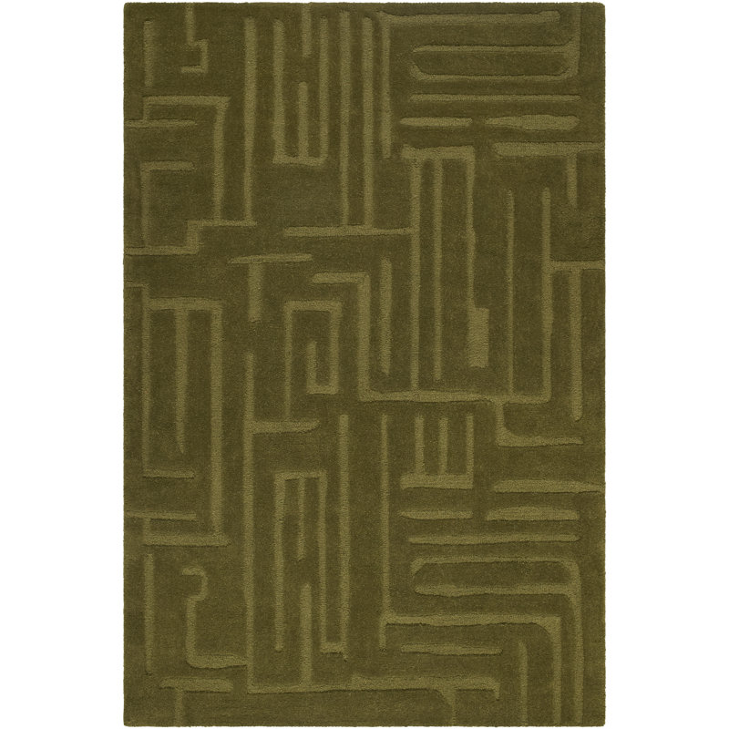 Tapis touffeté à la main Brook, Green, Rectangle 9 pi x 12 pi