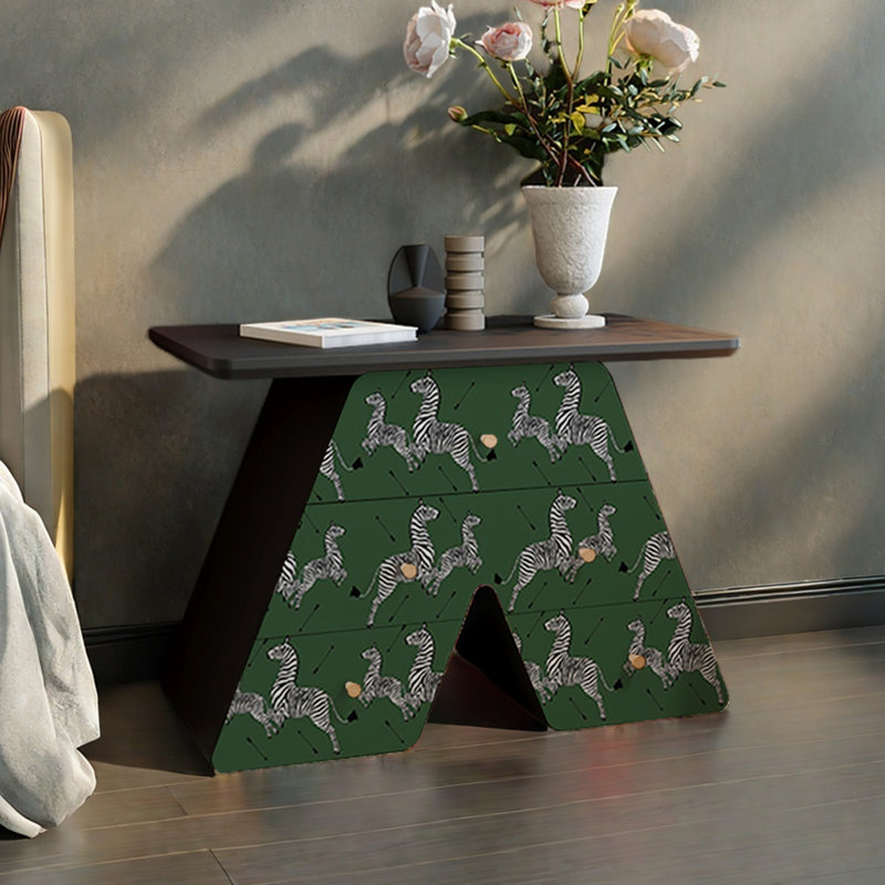 Armoire de rangement artistique pour table d'appoint, Noir/vert