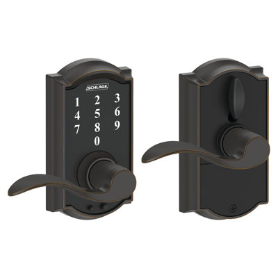 Schlage Touch Door Touchscreen Lever with Camelot Trim and Accent Lever