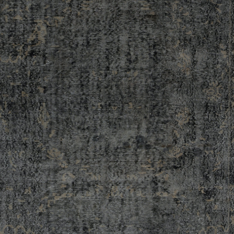 5.6x8.6 Ft Vintage Wool Area Rug Overdyed in Black for Modern Interiors. Handmade in Turkey