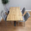 Wooden Brown Dining Table with 4 Black Velvet Chairs, Stylish Dining Room Furniture-1227633366