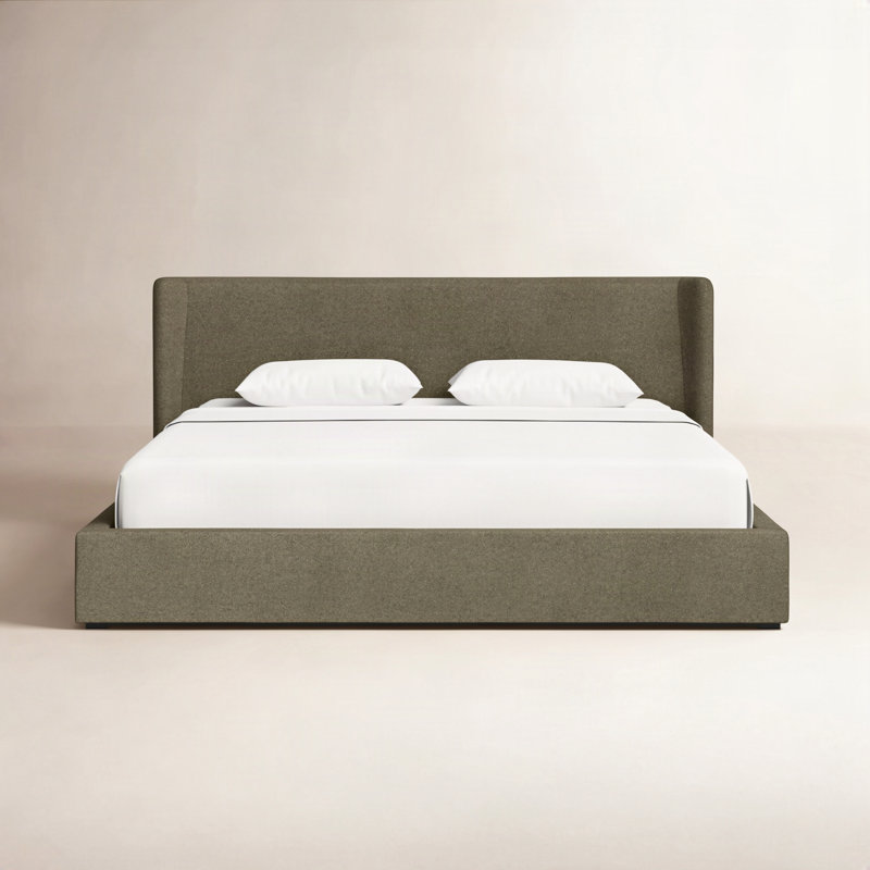 Wolcott Upholstered Platform Bed, King, Olive Green