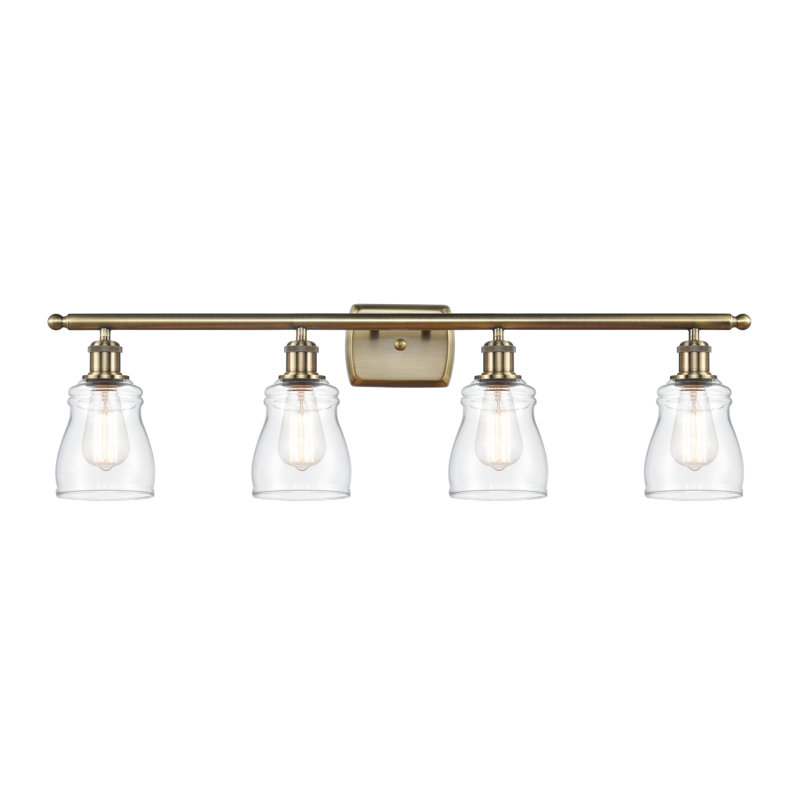 Mccarver 4 - Light Dimmable Vanity Light, Clear, Satin Gold, No Bulb Included