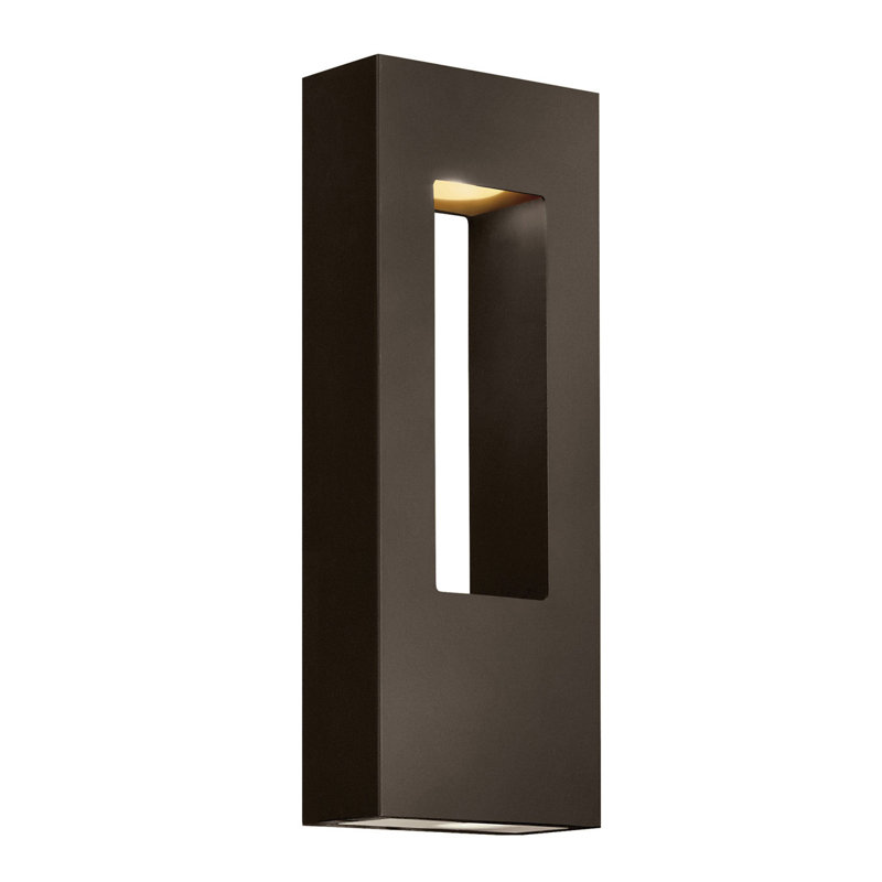 Plafonnier encastré d'extérieur en verre givré Atlantis, H 16 po x l 6 po x P 3,5 po, Bronze