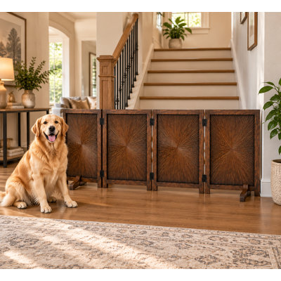 4-Panel Foldable Wooden Dog Gate