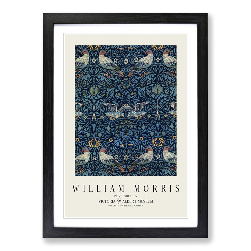Birds Vol.3 by William Morris - Picture Frame Art Prints, 65cm H x 48cm W x 2cm D, Black