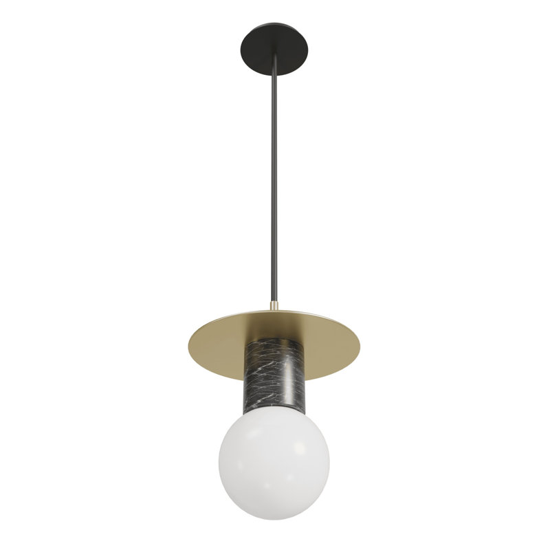 Newport Collection 1 Light Pendant, Brushed Brass/Black