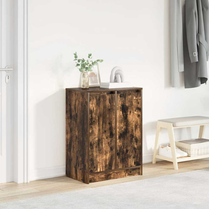 8 Pair Shoe Storage Cabinet, Smoked Oak