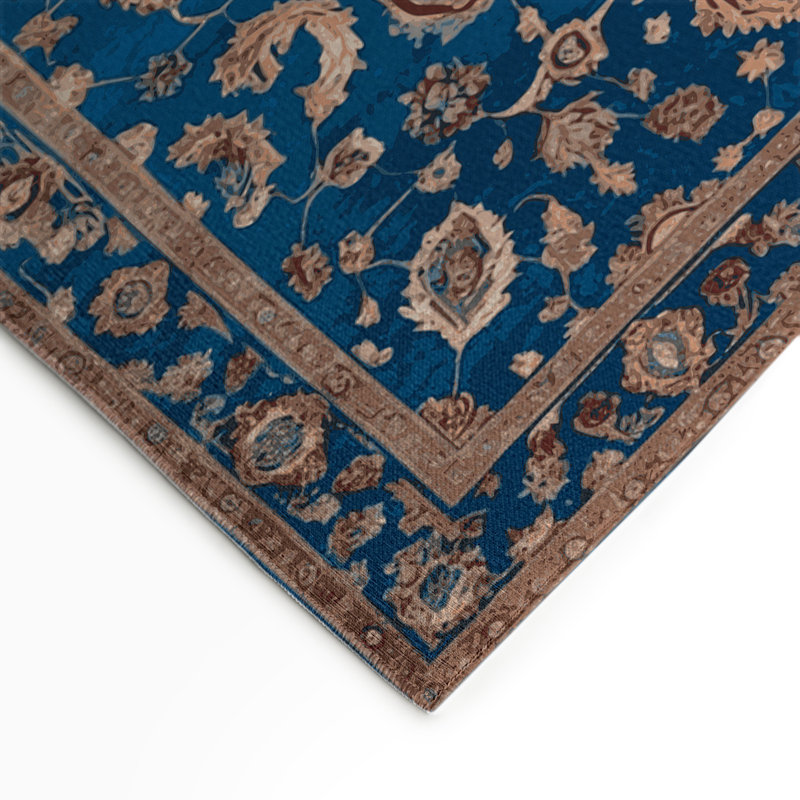 Tabriz Blue Indoor and Outdoor Area Rug, Rectangle 5' x 7'