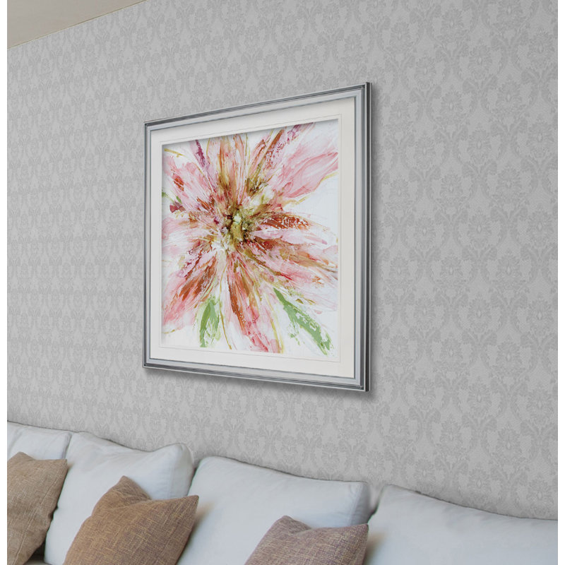 « floral strokes i », impression encadrée, H 17,5 po x l 17,5 po x P 1,5 po, Cadre argenté
