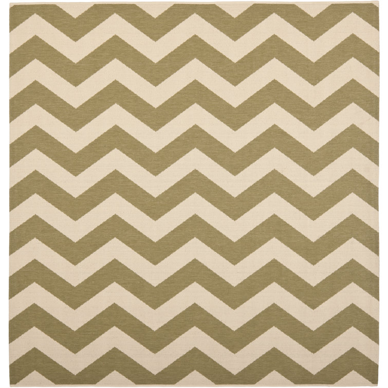 Tapis intérieur / extérieur en coton vert / beige Arneshia