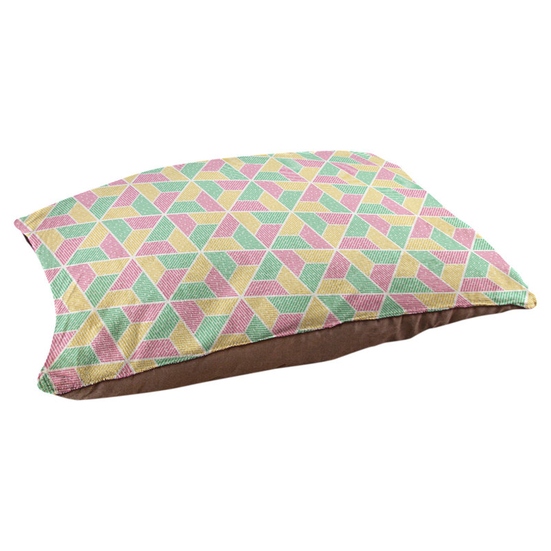 Coussin pour chien Byrge Trapezoids, Moyen (l 28 po x P 18 po x H 19,5 po), Vert, rose et jaune