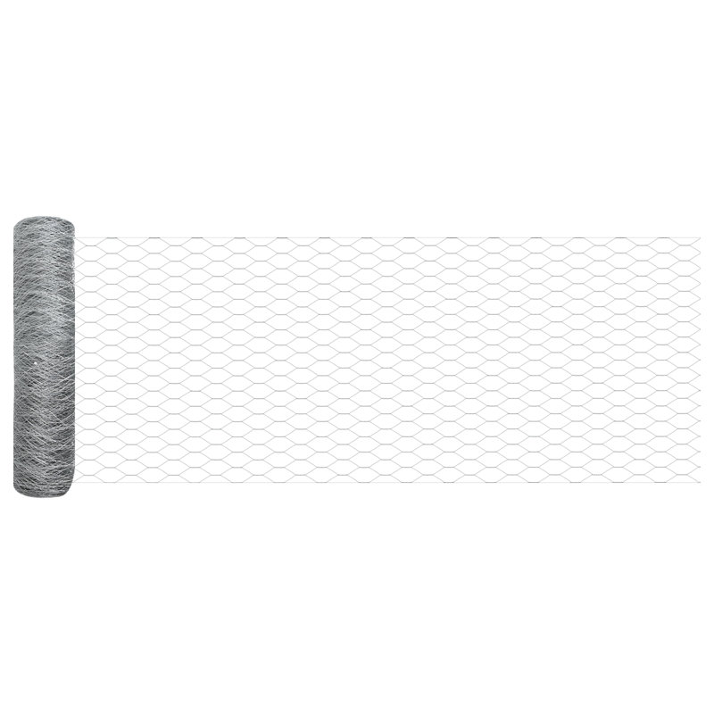 Hexagon Fence Galvanised Steel, Silver, 80cm H x 1000cm W