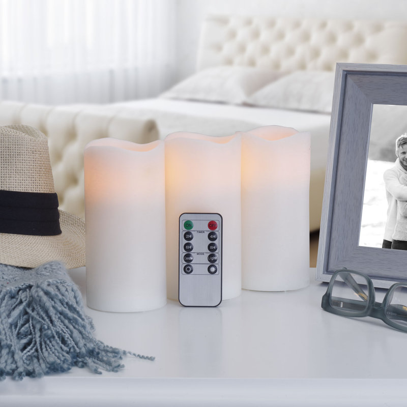 Wavy Top LED Unscented Wax Pillar LED Candles