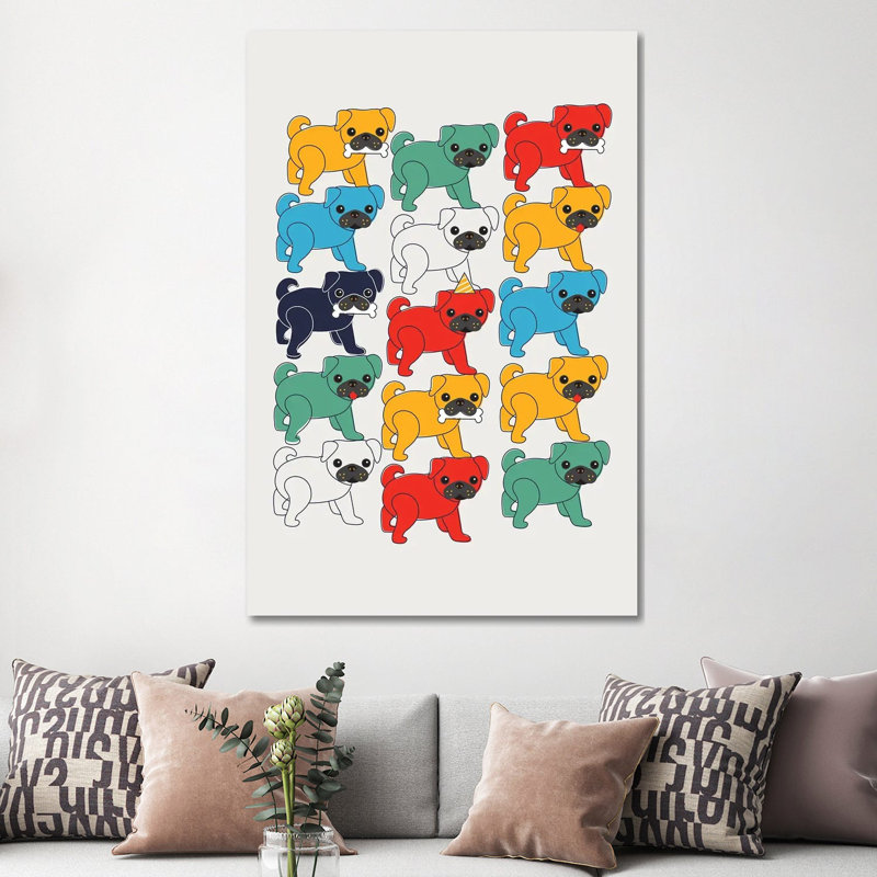 Pugs, 152.4cm H x 101.6cm W