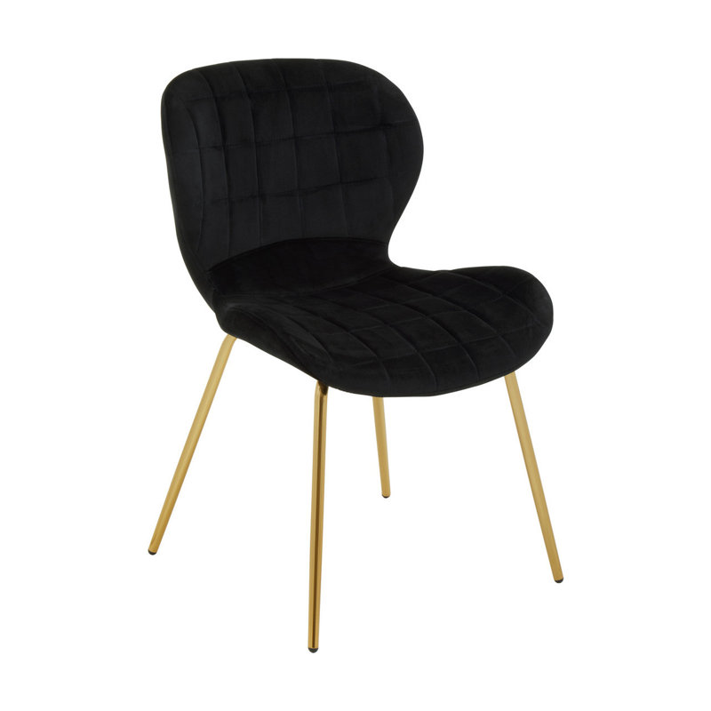 Fontenay 39cm H Polyester Blend Upholstered Metal Side Chair, Black, Gold