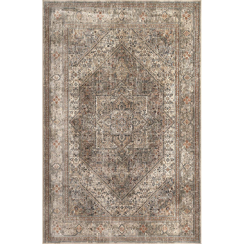 Tapis beige abstrait / intérieur en polypropylène tissé à la machine 3 pi x 5 pi Abstract