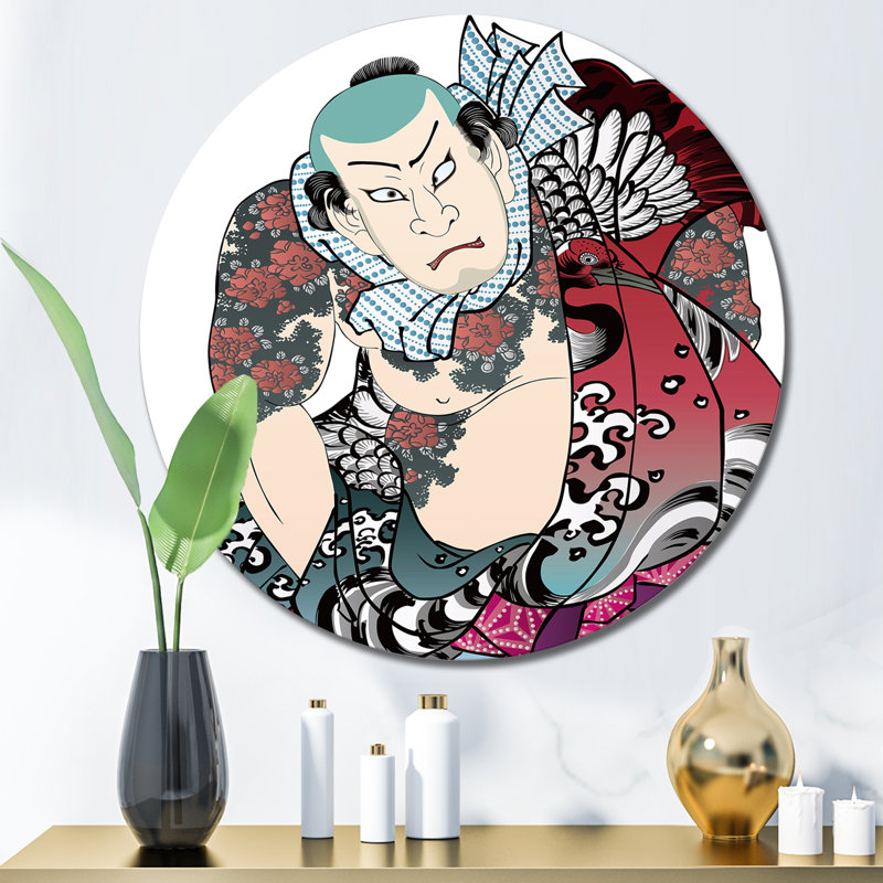 Art japonais, art de cercle bohémien et éclectique, H 11 po x l 11 po