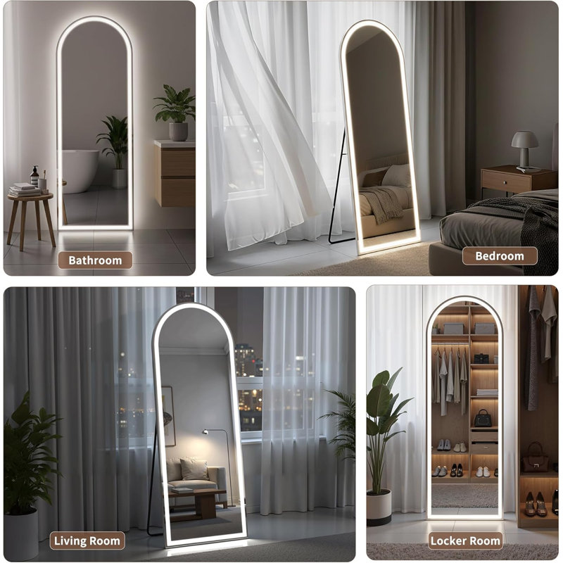 71" x 26" Arched Full Length Mirror with LED Lights
