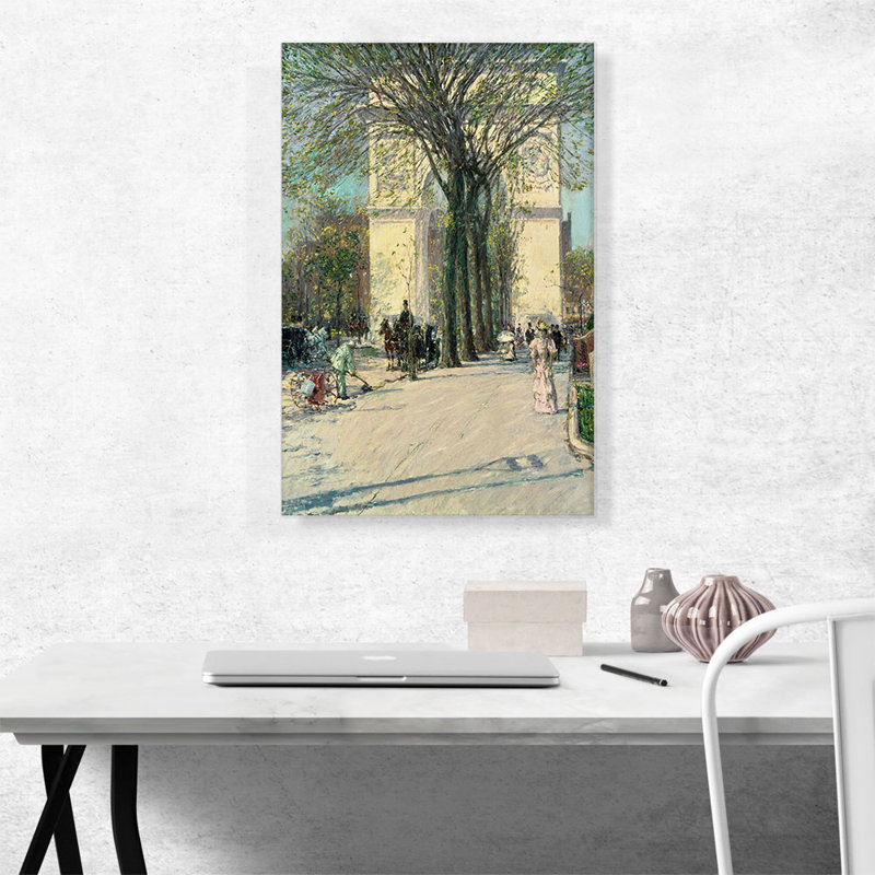 «Washington Arch Spring 1893» par Childe Hassam, peinture sur toile tendue, H 26 po x l 18 po x P 1,5 po