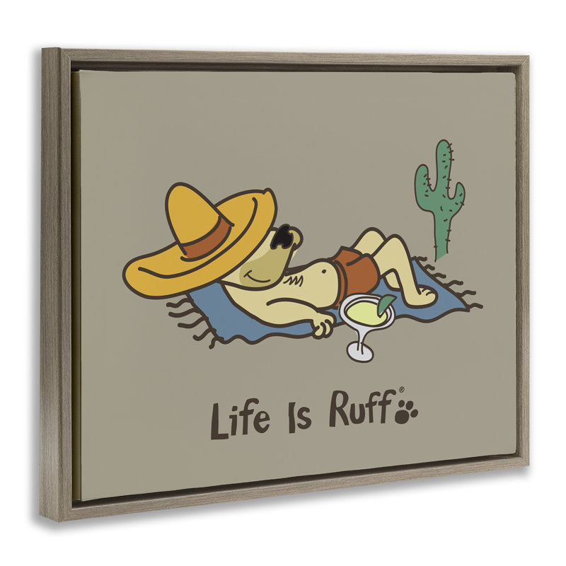 «Siesta Dog in Desert Floater» par LIR, H 25 po x l 31 po, Cadre flottant orme Montalcino