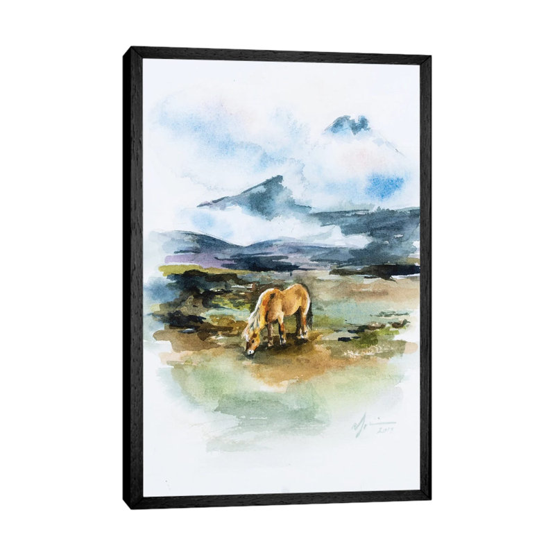 Icelandic Horse by Andrea Fairservice - Painting on Canvas, Black Framed, 66.04 cm H x 45.72 cm W