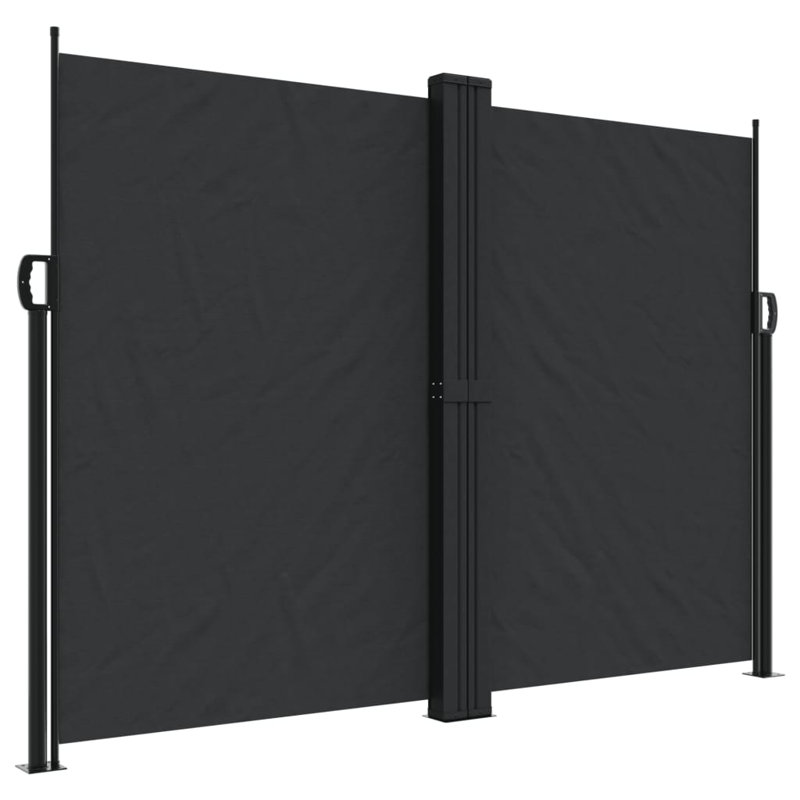 Dakota Fields Retractable Side Awning, Black, 180cm H x 600cm W
