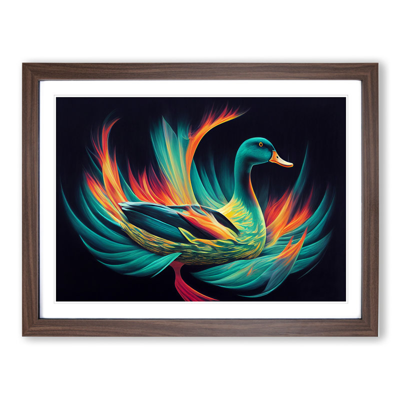 Flourishing Duck - Single Picture Frame Print, 46cm H x 64cm W x 2cm D, Walnut