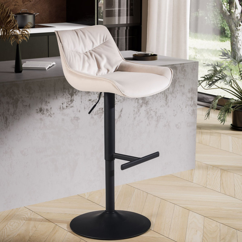 Abilene Swivel Upholstered Adjustable Height Counter Stool with Metal Frame, Beige