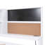 Lit de jour simple avec tablettes de rangement, tableau noir, planche de liège, ports USB et lit gigogne simple, blanc