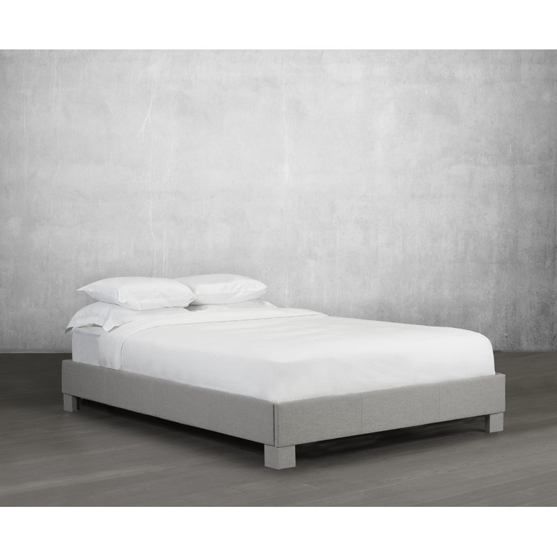 Lit plateforme tapissier Tartaglia, Lin - Gris anthracite, Double