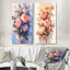 Peony Whisperes Bouquet - Ensemble de 2 reproductions d'art en métal pivoine