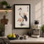 Crane with Blossoms Japandi - Wrapped Canvas-400872377-400872380
