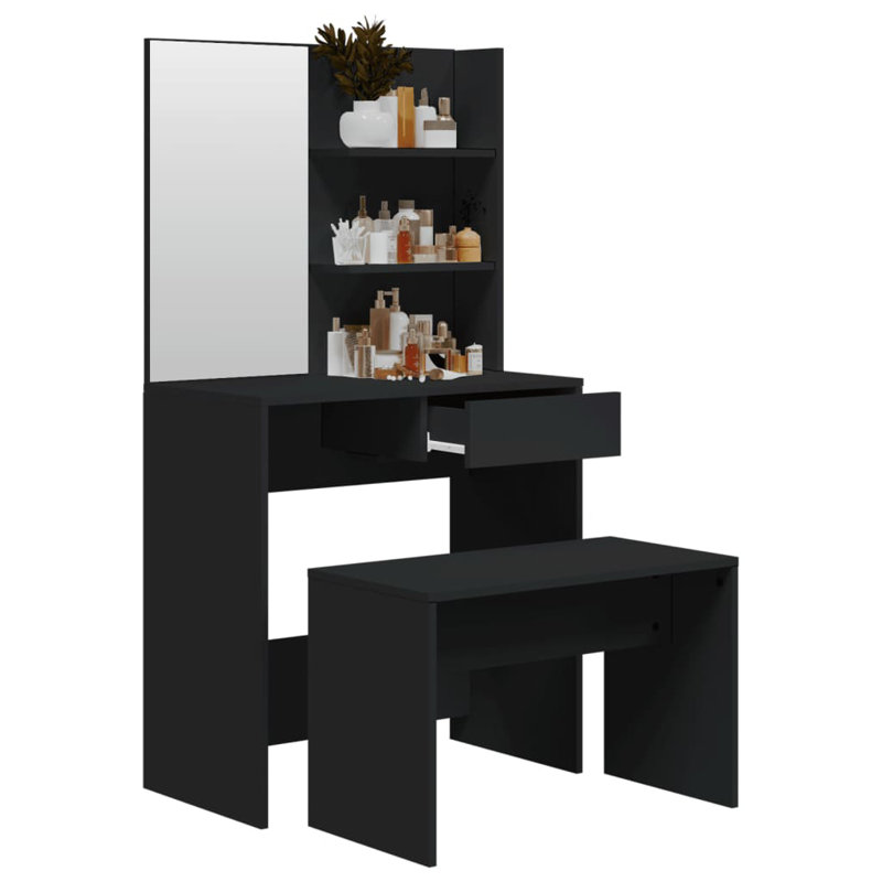 Kliment Dressing Table with Mirror, Black