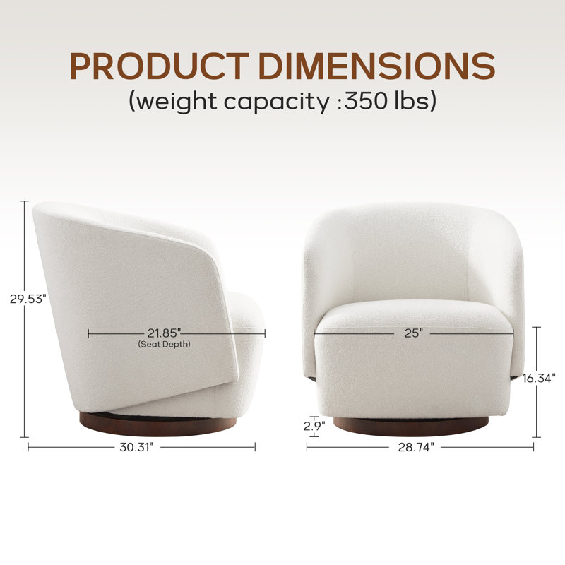 Fauteuil d'appoint pivotant rembourré Caysey Boucle, Beige