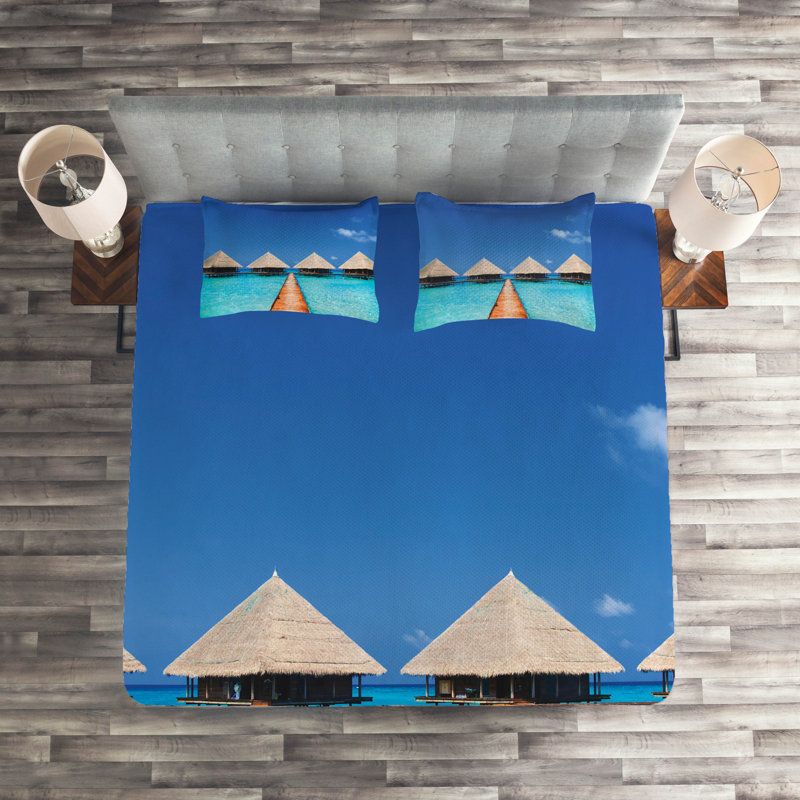 Landscape Polyester Coverlet, King Bedspread + 2 Shams