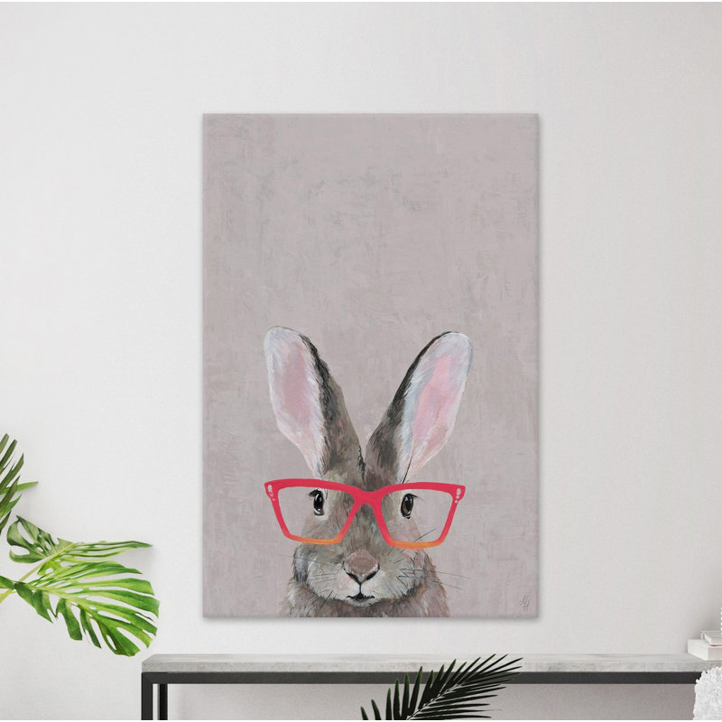 Hare with Red Glasses 1 Piece Wrapped Canvas Wall Art, 66cm H x 45cm W x 3.81cm D