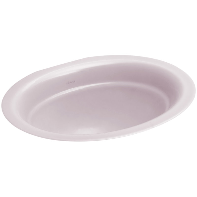Serif Metal Oval Undermount Bathroom Sink, Vapour Pink