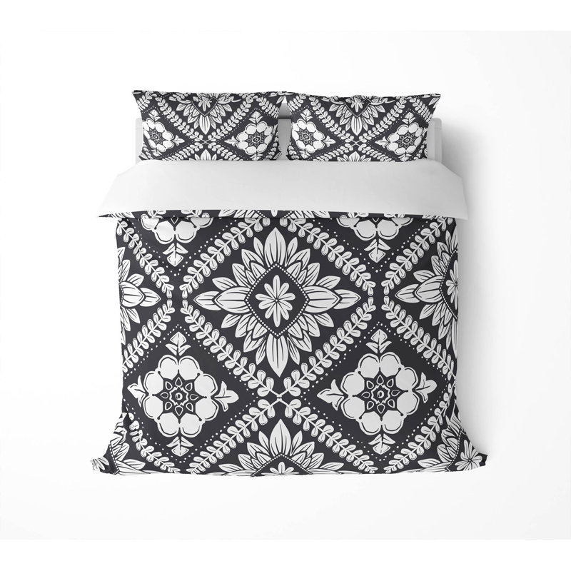 Talia 3- Piece Decorative Lightweight Comforter Set, Charcoal, King Comforter + 2 King Pillowcases